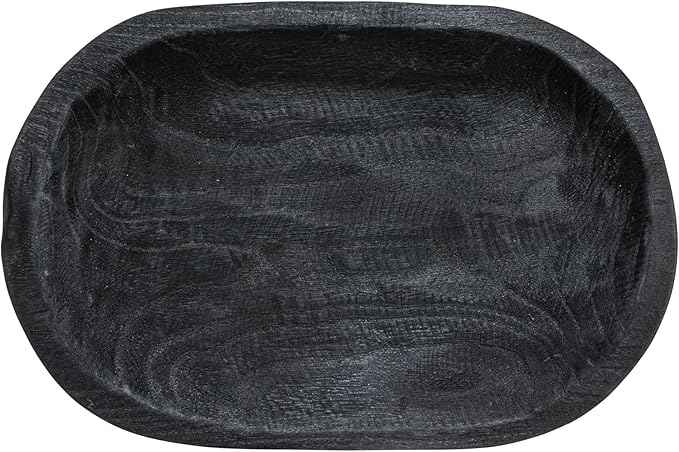 Bloomingville Hand-Carved Paulownia Wood Bowl, Black