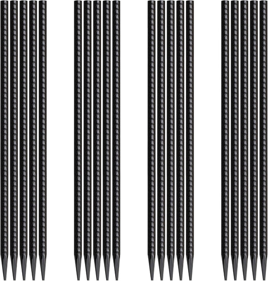 Rebar Stakes 16 Inch 20 Pack Heavy Duty Ground Anchors with Chisel Point End Long Straight Steel Tent Stakes 3/8" Thickness Metal Spikes Black Coated for Concrete Timber Camping Garden Plant