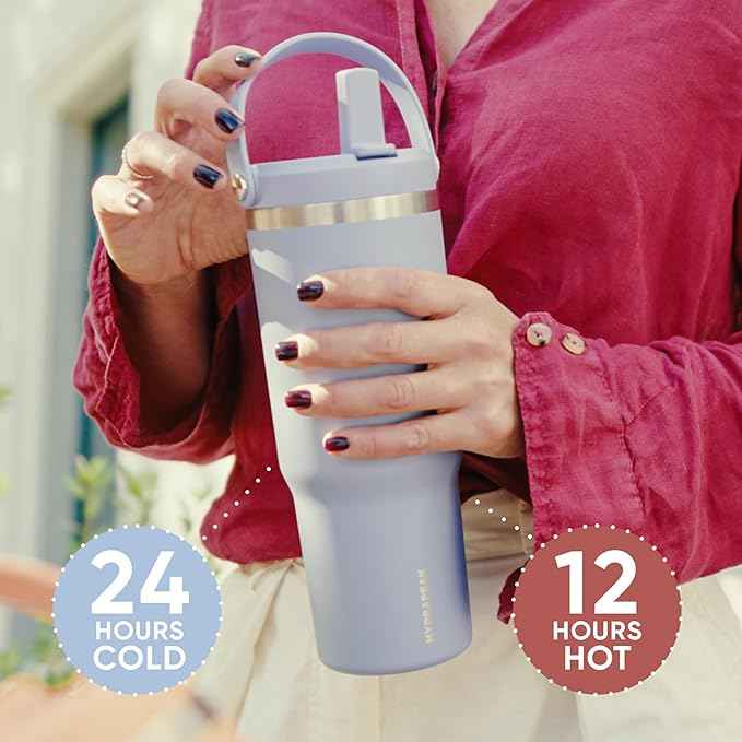Hydrapeak Nomad 32 oz Tumbler with Handle and Straw Lid, Leakproof, Double Insulated, 32oz Cup Stainless Steel (Lilac Haze)