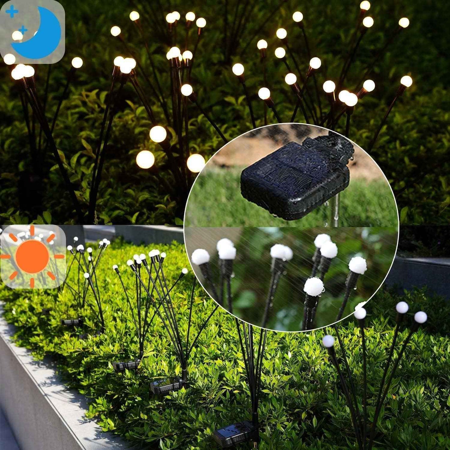 ZFNN Solar Firefly Lights 16 LED Swaying Outdoor Waterproof Decorative Lights for Yard Patio Pathway Lawn Decorations 2 Pack