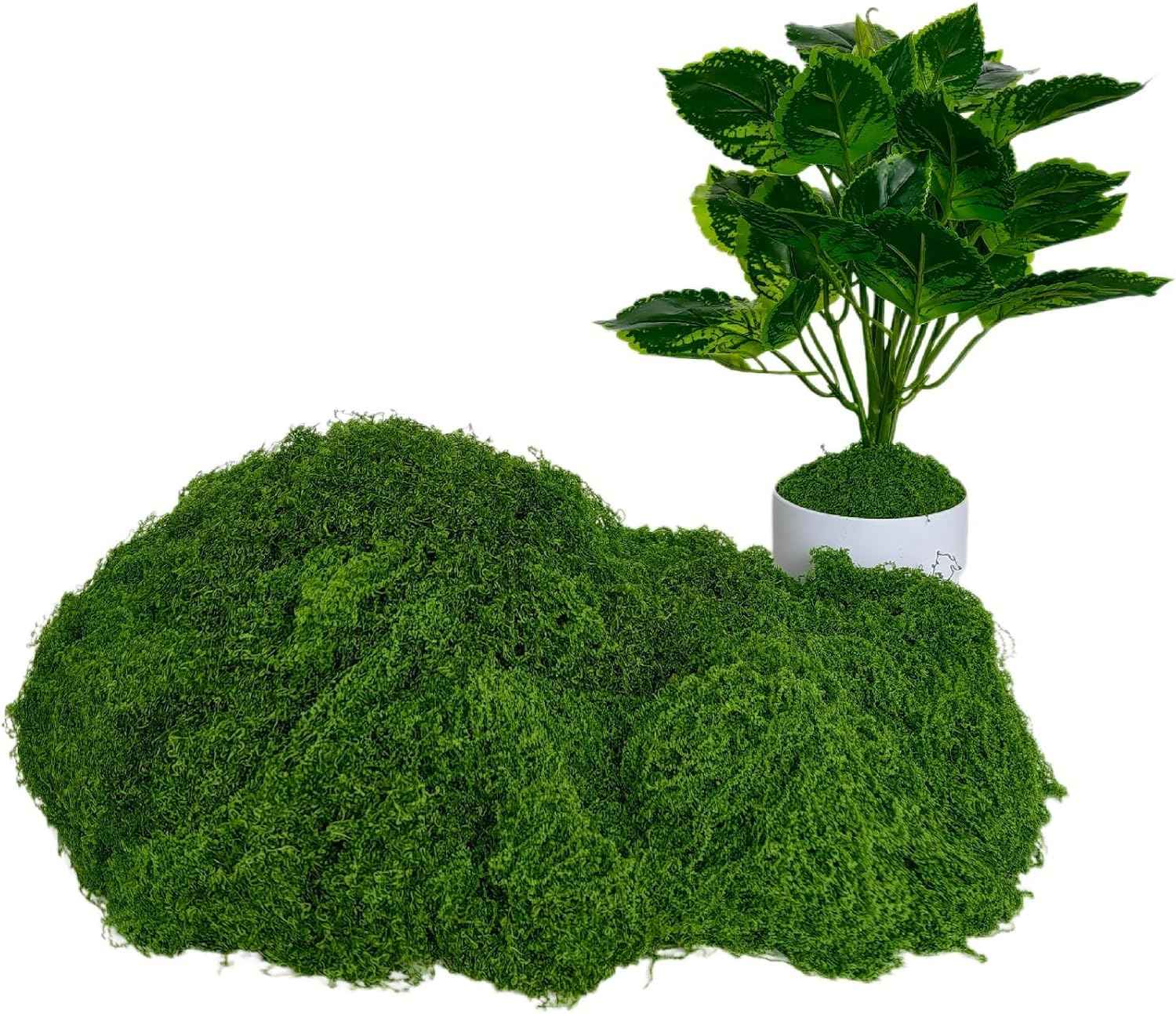 5.3oz Dark Green Artificial Moss - Faux Moss for Potted Plants, Fake Moss for Crafts, DIY Models, Fairy Gardens, Table Centerpieces & Wedding Floral Decor