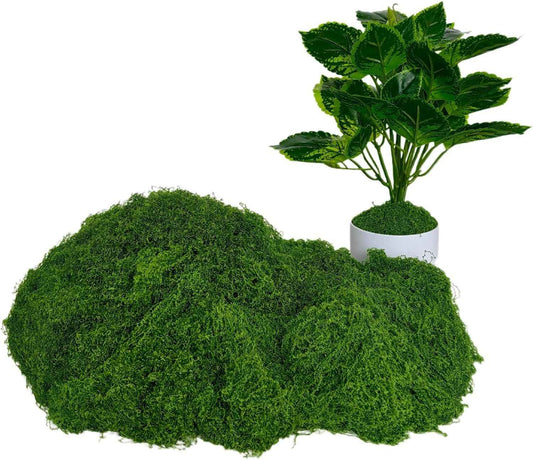 5.3oz Dark Green Artificial Moss - Faux Moss for Potted Plants, Fake Moss for Crafts, DIY Models, Fairy Gardens, Table Centerpieces & Wedding Floral Decor