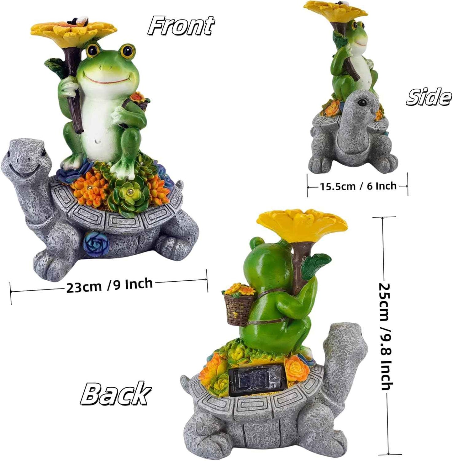 Mrocioa Gnome Solar Outdoor Garden Decor with Light, Gnomes Statues with LED Lantern Fall Outdoor Porch Patio Yard Art Decoration Holiday Gardening Gifts Figurine Lights (Frog with Mushroom)
