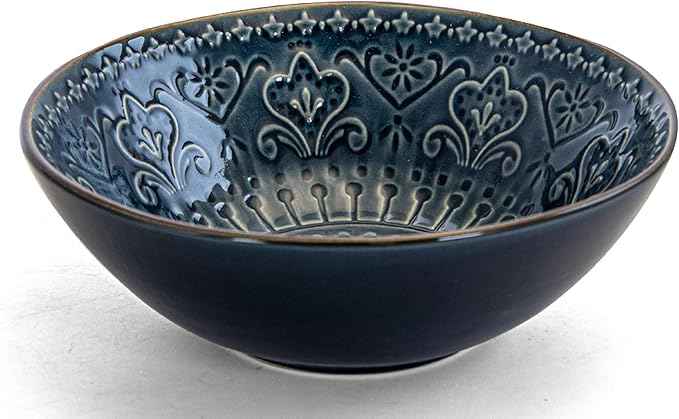 Elama Deepsea Mozaic 16 Piece Round Stoneware Dinnerware Set in Sea Blue