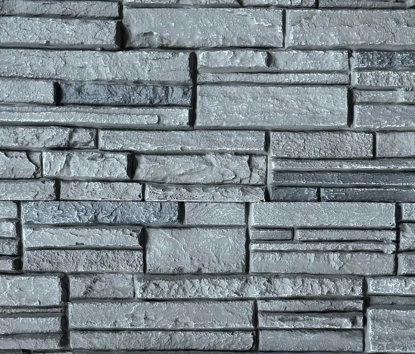 OTECKO 6-Pack Faux Stone Wall Panel 48 in x 13 in x 2 in Stacked Stone High Density Polyurethane Wall Siding Panels 24 sq ft, Easy Install, Interior/Exterior Iron Gray