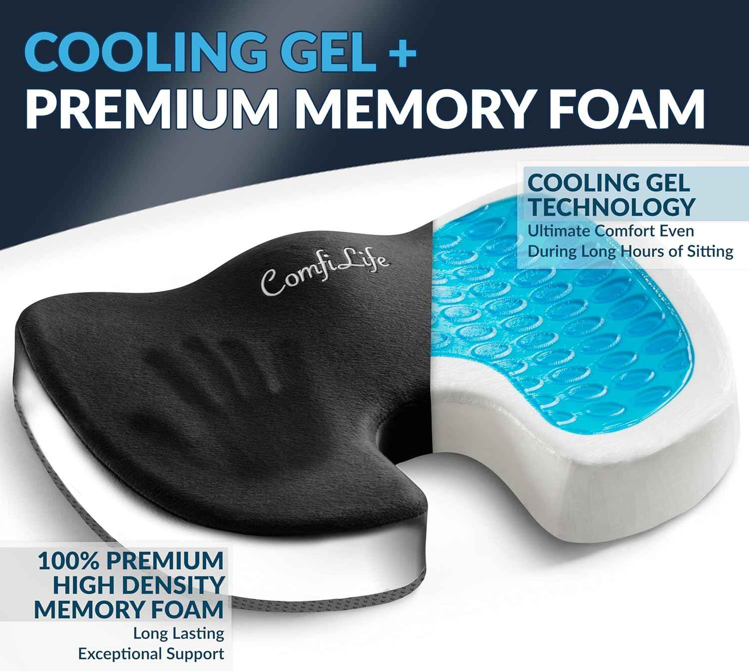 ComfiLife Gel Enhanced Seat Cushion & Cooling Knee Pillow Bundle – Seat Cushion for Office Chair – Leg Pillow for Side Sleeping