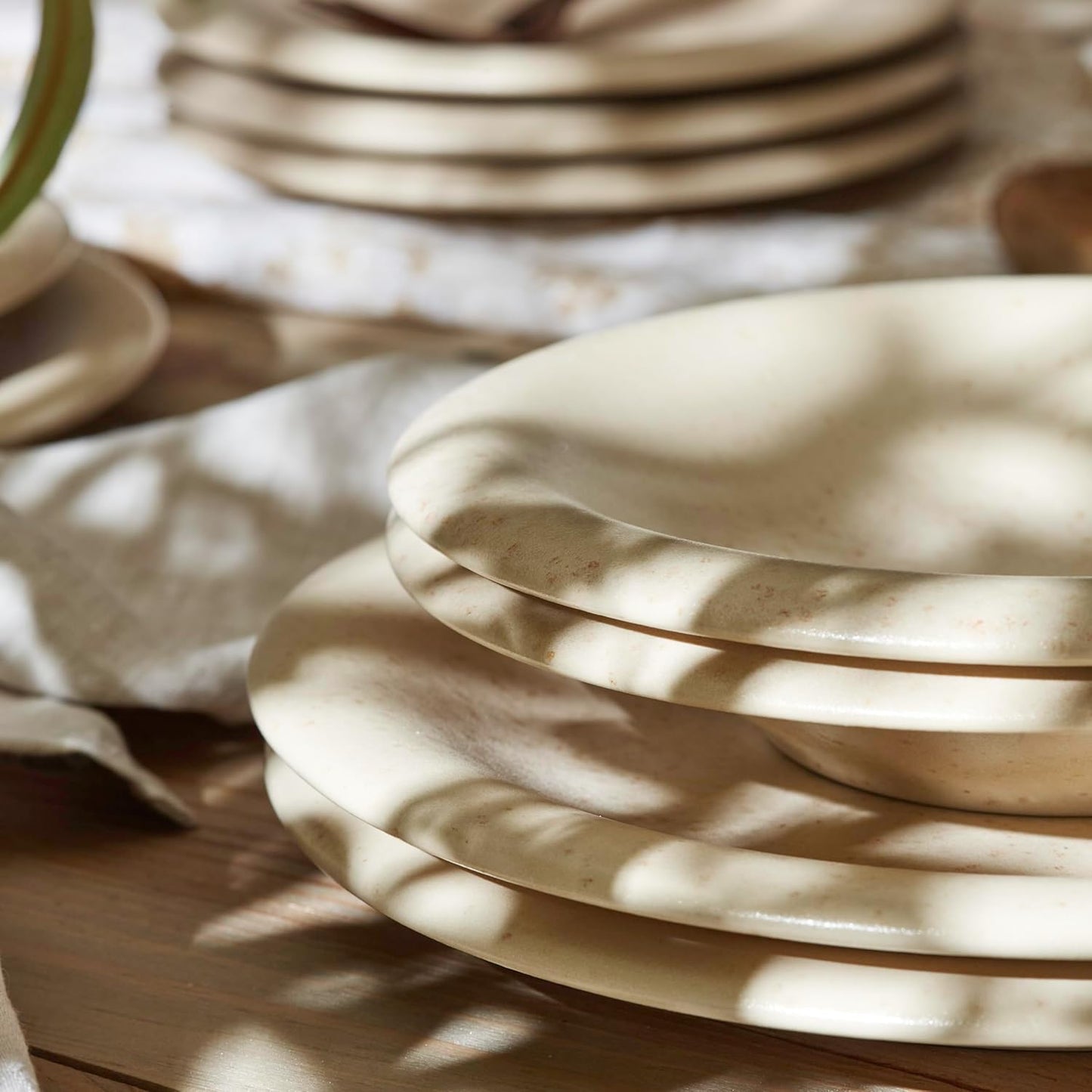 Porto by Stone Lain Aro 12-Piece Premium Kitchen & Dining Dinnerware Set Stoneware, Cream Matte, Crafted in Portugal, Dishwasher and Microwave Safe Scratch-Resistant Dish Set for 4