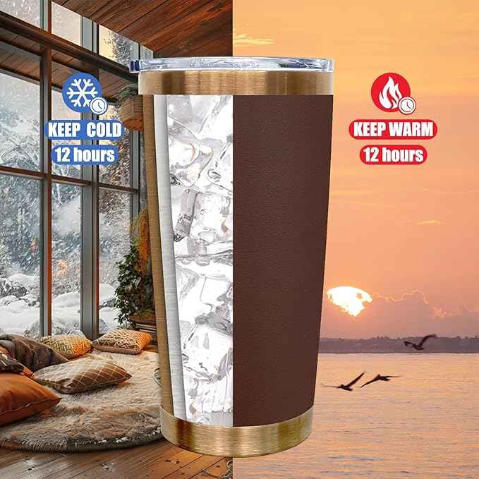 20 oz Tumbler Bulk 4 Pack Stainless Steel Tumblers with Lids and Straws, Double Wall Vacuum Insulated Travel Coffee Mug for Laser Engrave, Powder Coated Cups for Hot and Cold Drinks (Brown,4 pack)