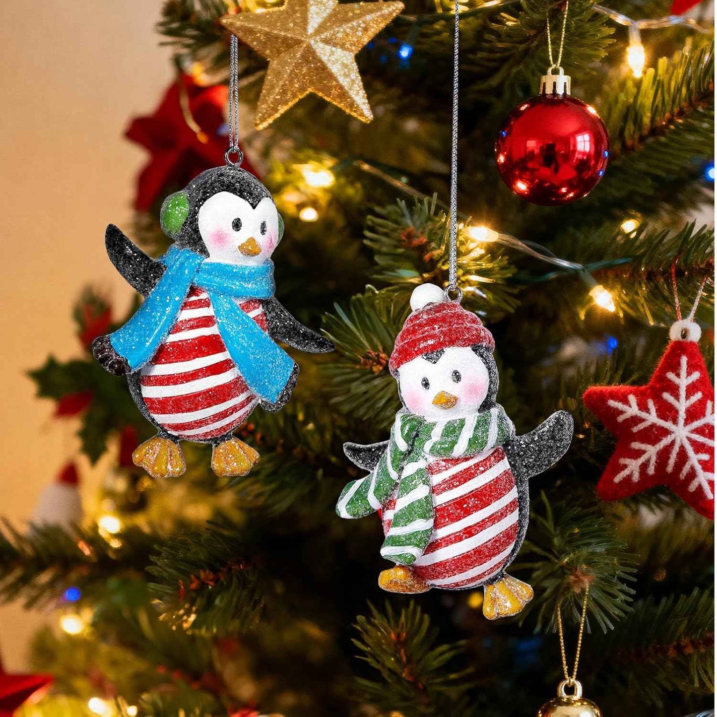 Christmas Tree Decorations, Penguin Hanging Ornaments, Holiday Personalized, Holiday Party & Home Decorations, 2 PCS