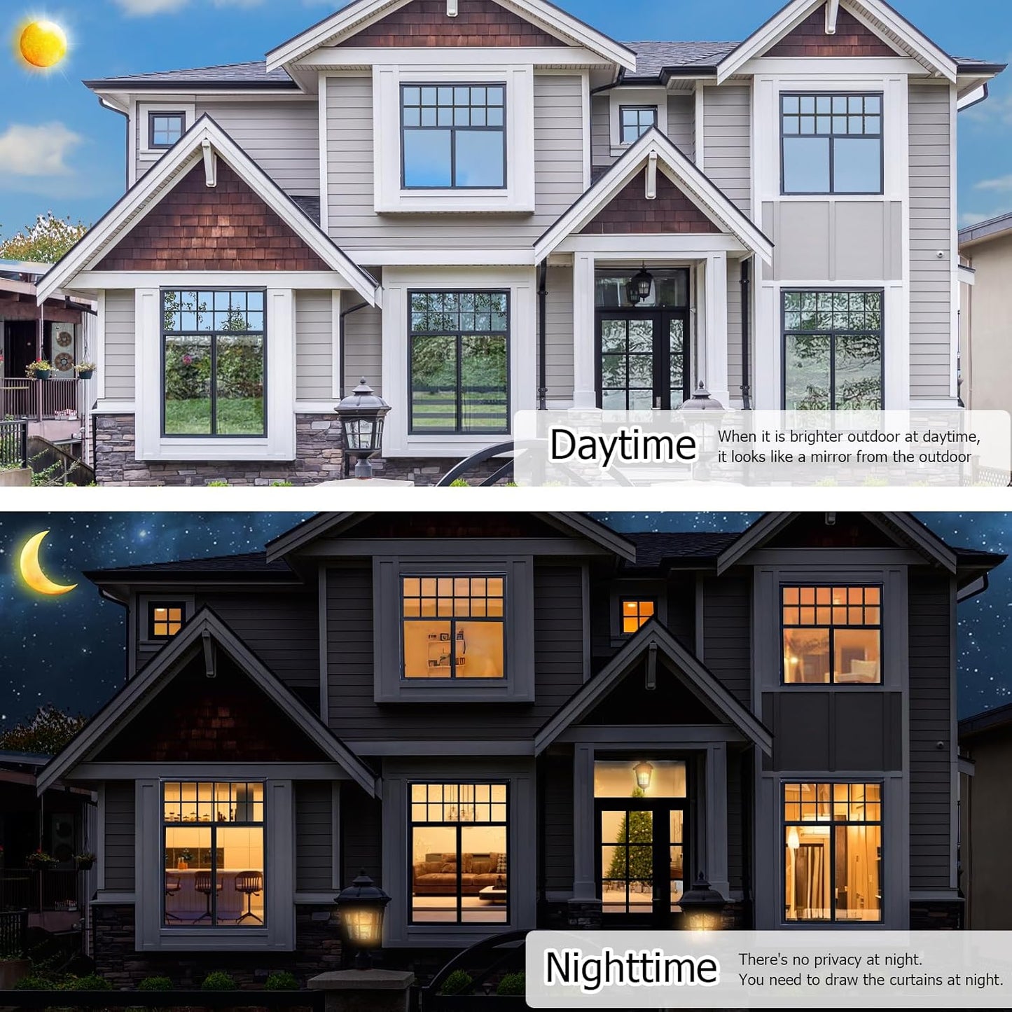 HIDBEA One Way Privacy Window Film, Daytime Privacy Sun Blocking Anti UV Reflective Window Film Heat Control Static Cling Window Tint Film for Home and Office, Silver, 23.6 x 78.7 Inch