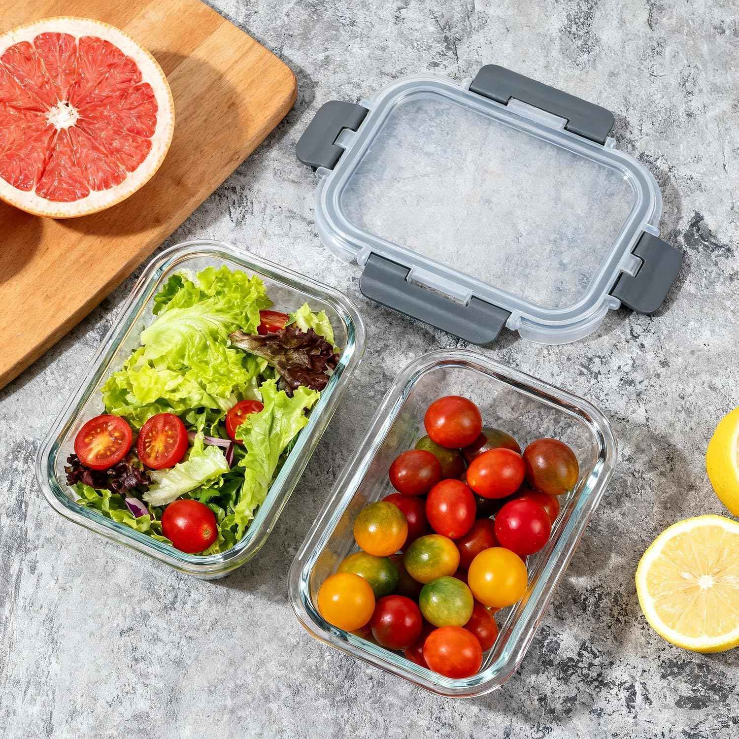 M MCIRCO [15-Pack,13 oz 1.5 Cup Glass Meal Prep Containers, Small Glass Food Storage Containers with Lids,Airtight Lunch Containers, Microwave, Oven, Freezer and Dishwasher Friendly, BPA-free