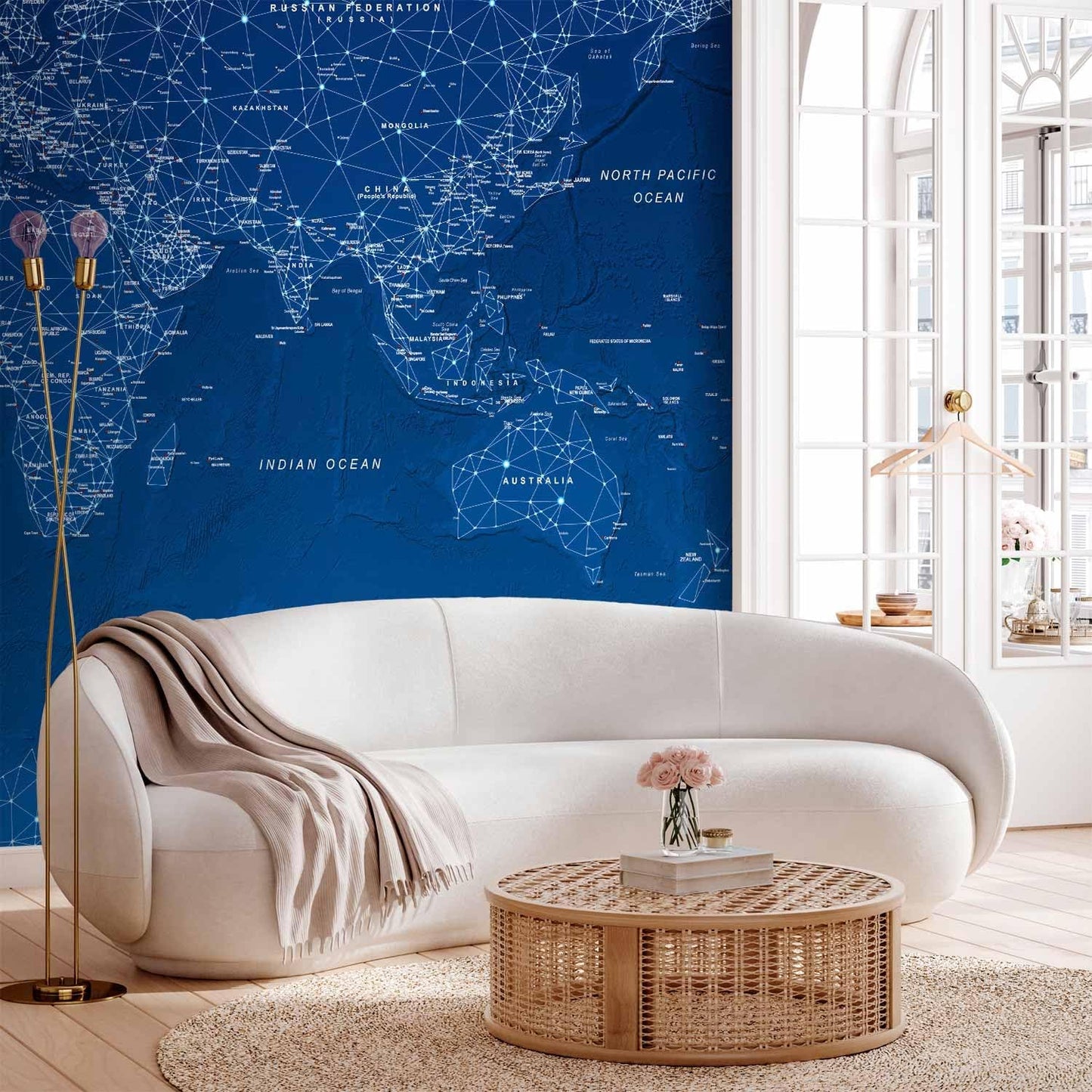 artgeist Wall Mural World Map 173x124 in - Peel and Stick Self-Adhesive Wallpaper Removable Large Sticker Foil Wall Decor Print Picture Image Design Map of The World k-A-0125-a-a