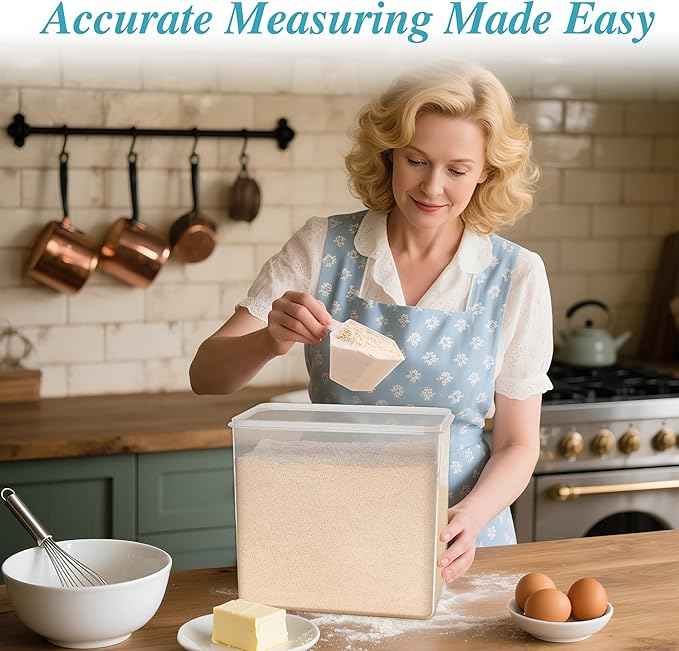 Vtopmart 8.5L 2 Pack Extra Large Flour Sugar Storage Containers for 20lbs flour, Airtight Kitchen Pantry Organization Canisters with Lids for Bulk food, Rice, Baking Supplies, BPA Free, Black