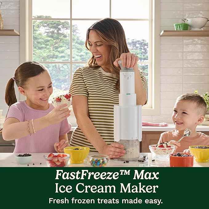 Cuisinart Ice Cream Maker – Cuisinart Fast Freeze MAX 5-in-1 Ice Cream, Milkshakes, Slushies, Sorbets and Mix-Ins, Freeze Wand, Two Large 1-Pint Mixing Cups with Lids, Easy to Clean, ICE-FD50