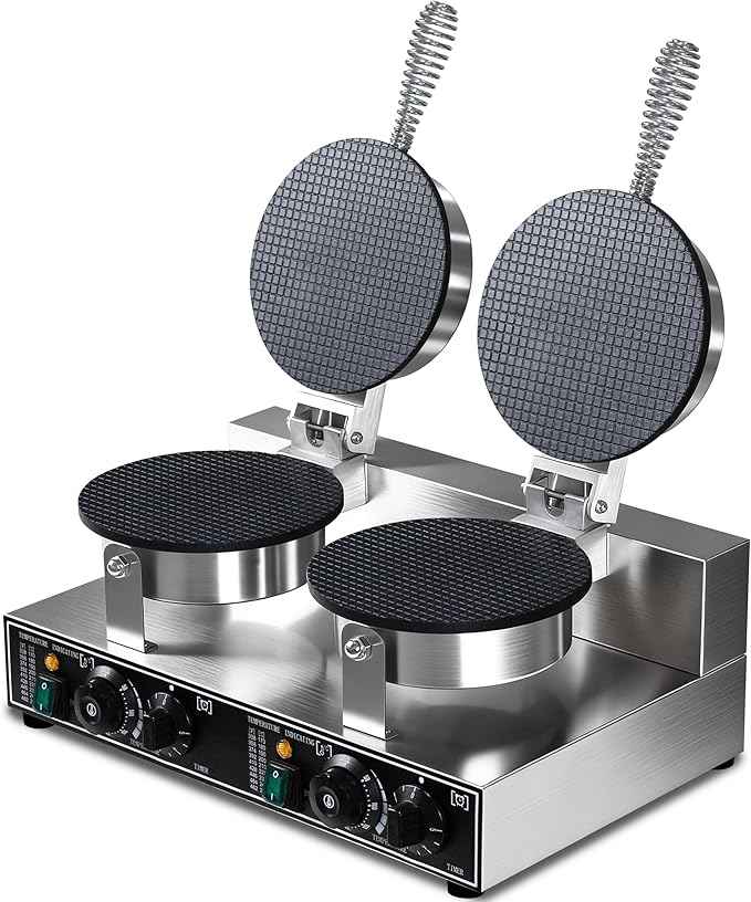 Waffle Cone Maker Commercial 2600W Professional Ice Cream Cone Waffle Maker Machine, Electric Commercial Waffle Cone Maker Machine With Temp & Time Control for for Restaurant Bakery Snack Bar Family