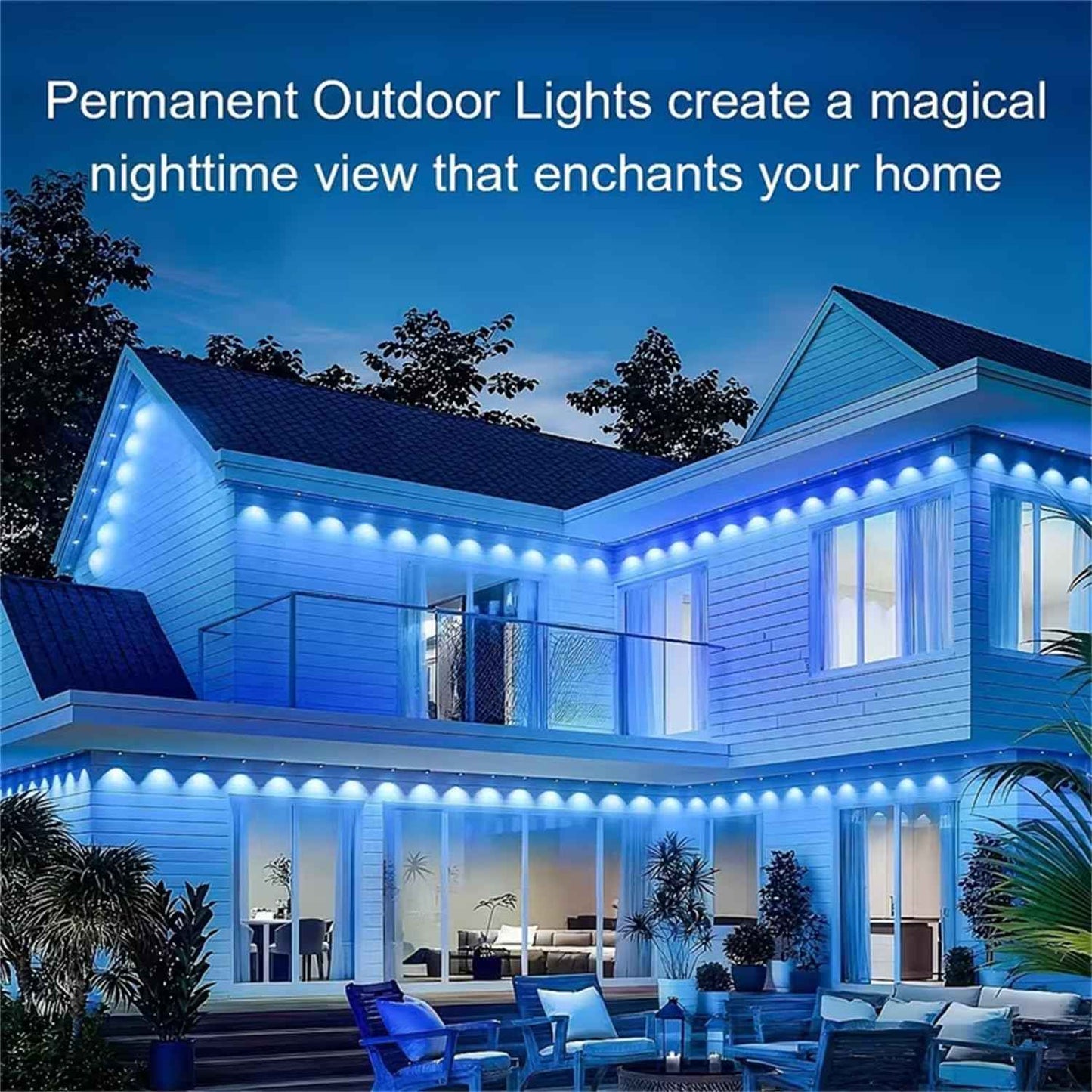 300FT Permanent Outdoor RGB Lights,IP67 Waterproof Smart LED Eaves Lights with App/Remote Control,for Christmas and All Holiday Decor,Daily and Accent Lighting,House Roof and Garden Lighting