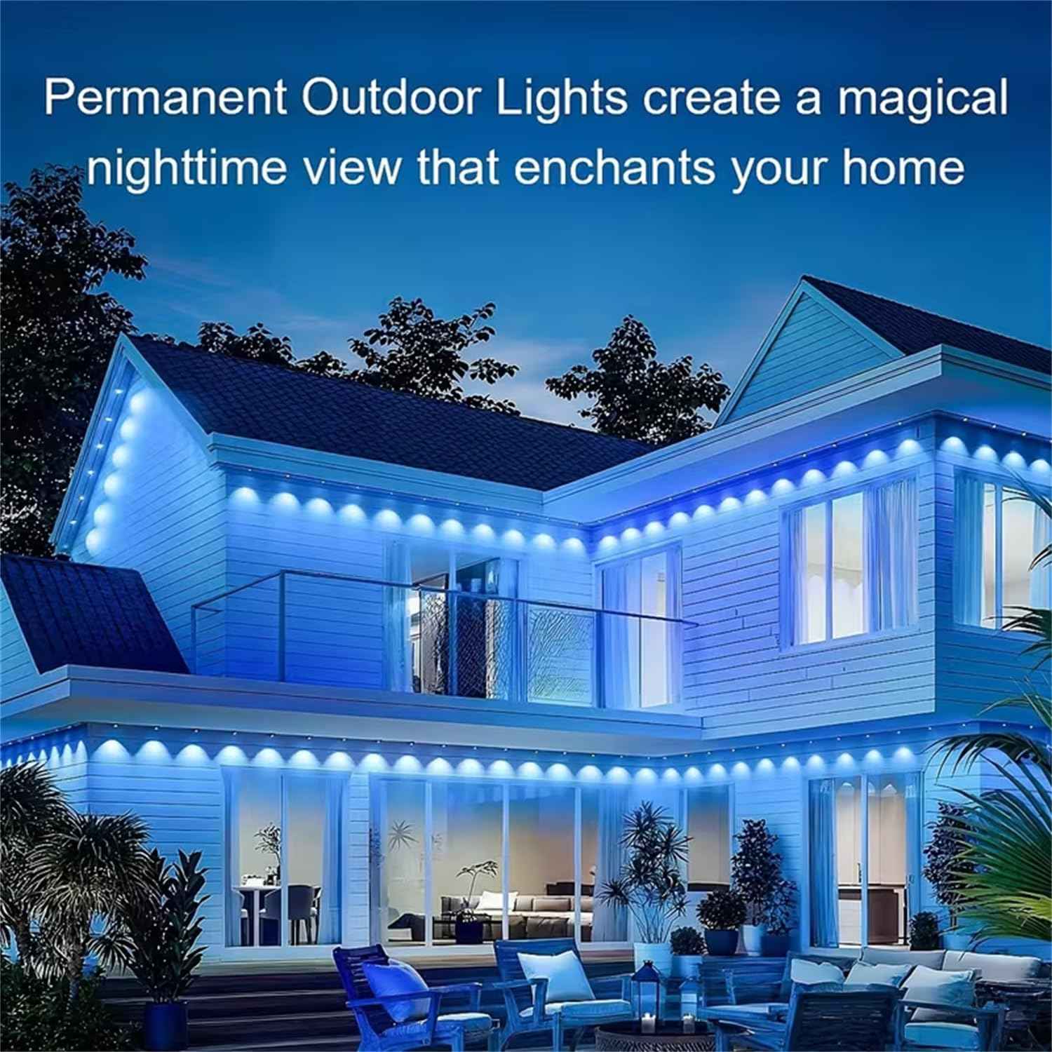 300FT Permanent Outdoor RGB Lights,IP67 Waterproof Smart LED Eaves Lights with App/Remote Control,for Christmas and All Holiday Decor,Daily and Accent Lighting,House Roof and Garden Lighting