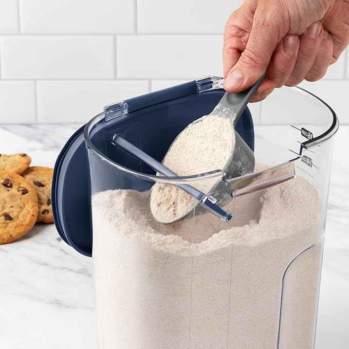 ProKeeper+ Airtight Food Storage Container Set – Clear Plastic Flour and Sugar Canister Set with Magnetic Accessories for Kitchen Organization (Navy, 9-Piece)