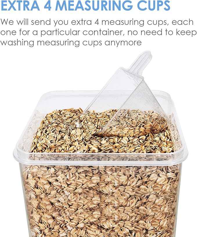 Vtopmart Extra Large Tall Airtight Food Storage Containers 4 Pieces 5.9qt / 6.5L-Plastic PBA Free Kitchen Pantry Canister for Spaghetti, Flour and Baking Supplies - Include 24 Labels, Blue