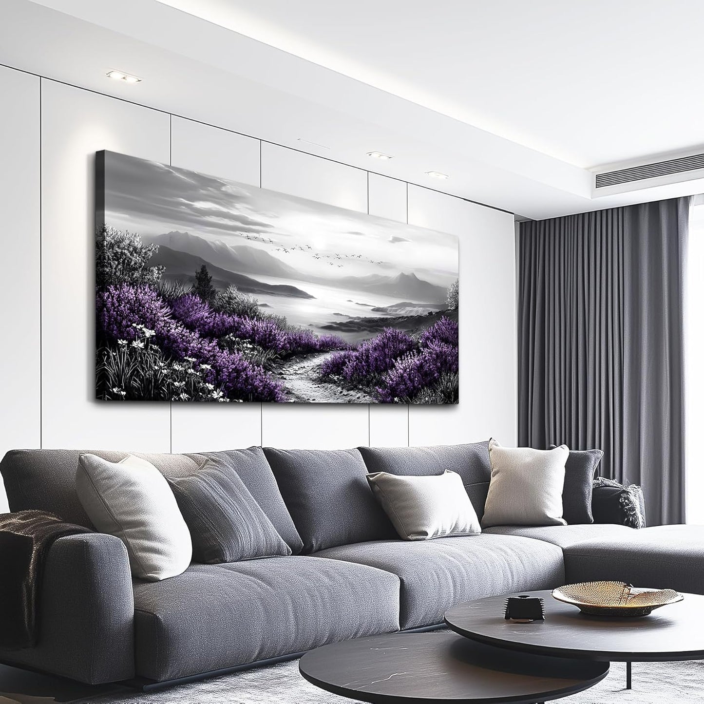 KELIYUAN Large Canvas Wall Artwork Home Decoration Painting Black And White Landscape Modern Print Painting Living Room Decor And Bedroom Office Wall Decoration Natural Scenery Mural 24 X 48 Inches