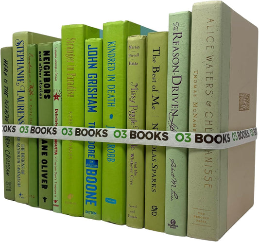 Curated Decorative Books Hardcover Décor Books for Home Décor, Choose Color, Interior Design, Office, Wedding Display, Instant Library, or Staging (Lime Green, Half Foot)