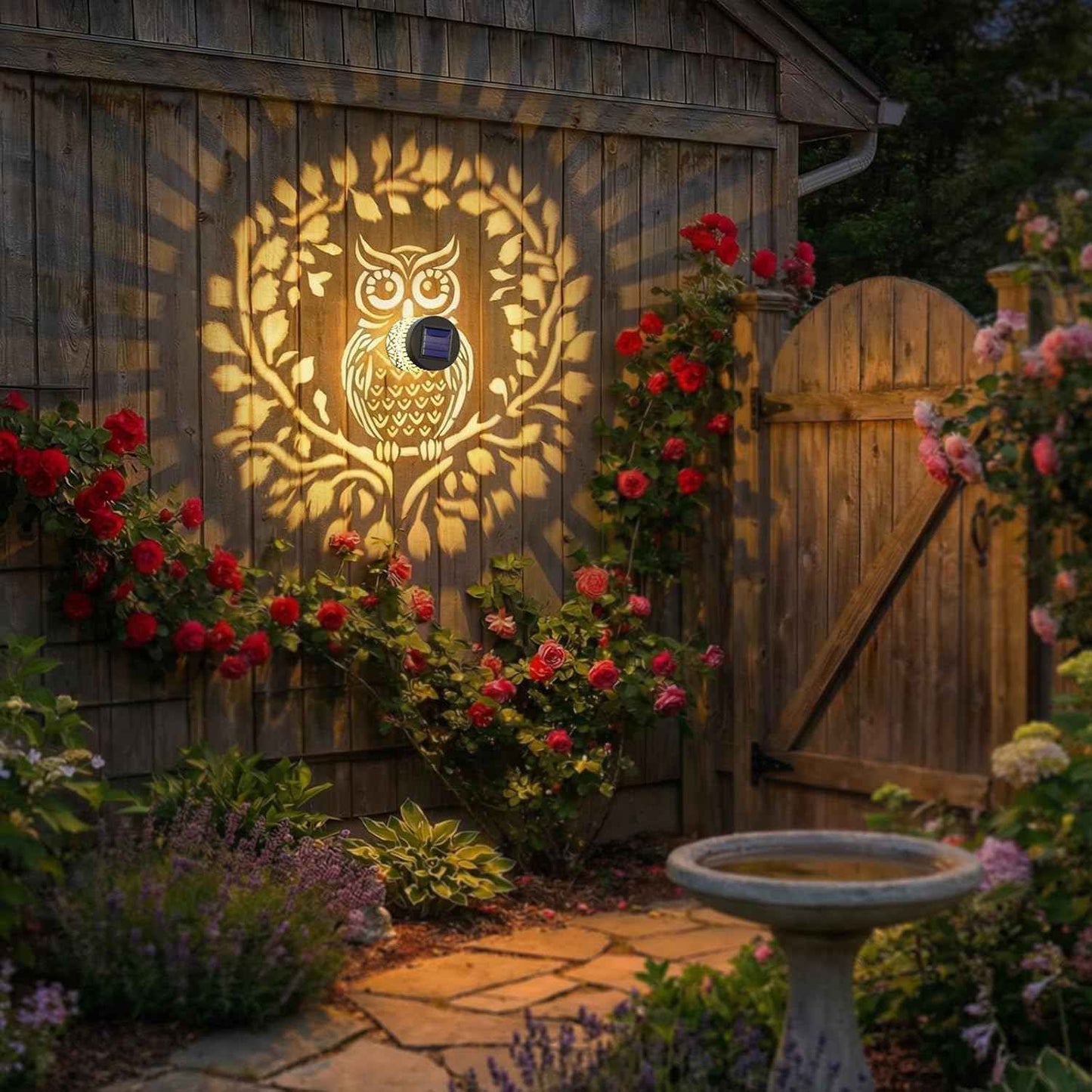 Solar Fence Lights Outdoor 2 Pack — Owl-Themed Metal Waterproof LED Warm Light for Garden, Patio & Yard (Black)