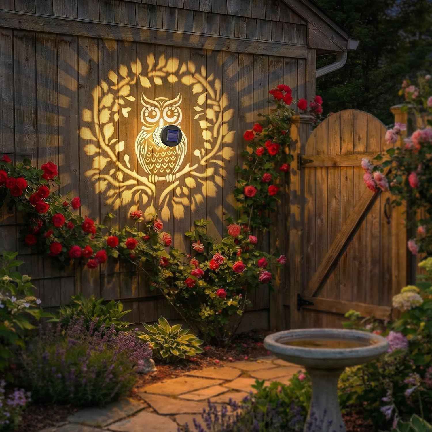 Solar Fence Lights Outdoor 2 Pack — Owl-Themed Metal Waterproof LED Warm Light for Garden, Patio & Yard (Black)