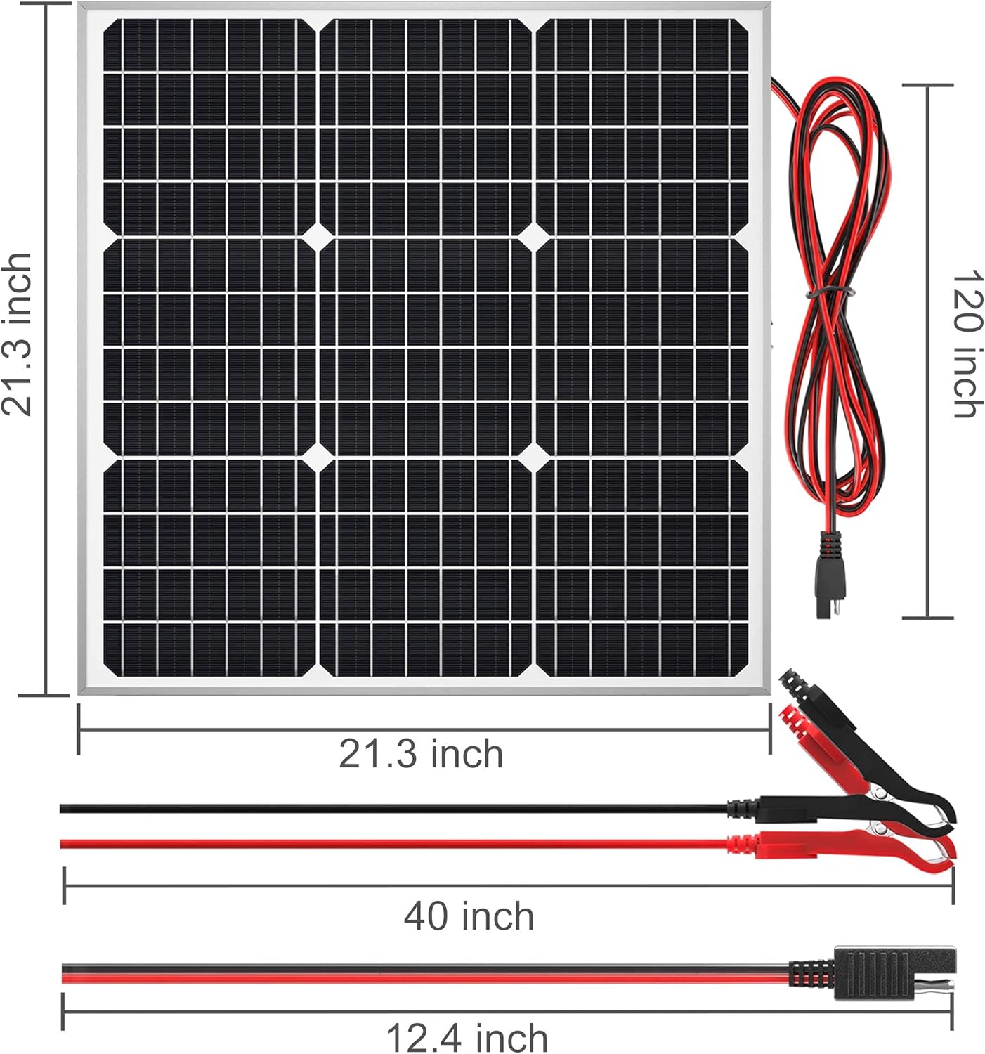 SOLPERK Solar Panel Kit 50W 12V, Solar Battery Trickle Charger Maintainer with Upgrade Waterproof Controller for Boat Car RV Motorcycle Marine Automotive (Without Mounting Bracket)