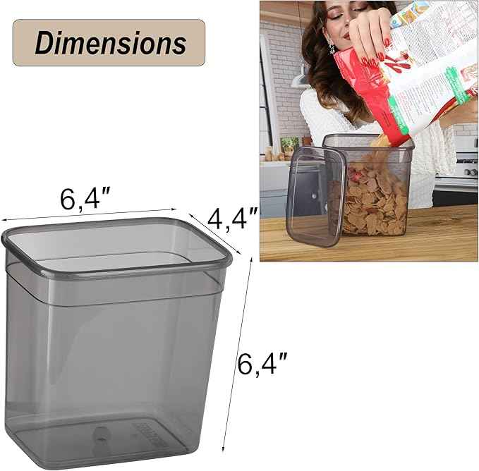 T&D HOME GOODS Storage Jars with Lid, Airtight, Set of 12 Storage Containers, BPA-Free, Storage Container for Cereal, Flour, Kitchen, Practical Organiser Kitchen, (12, Rectangular)
