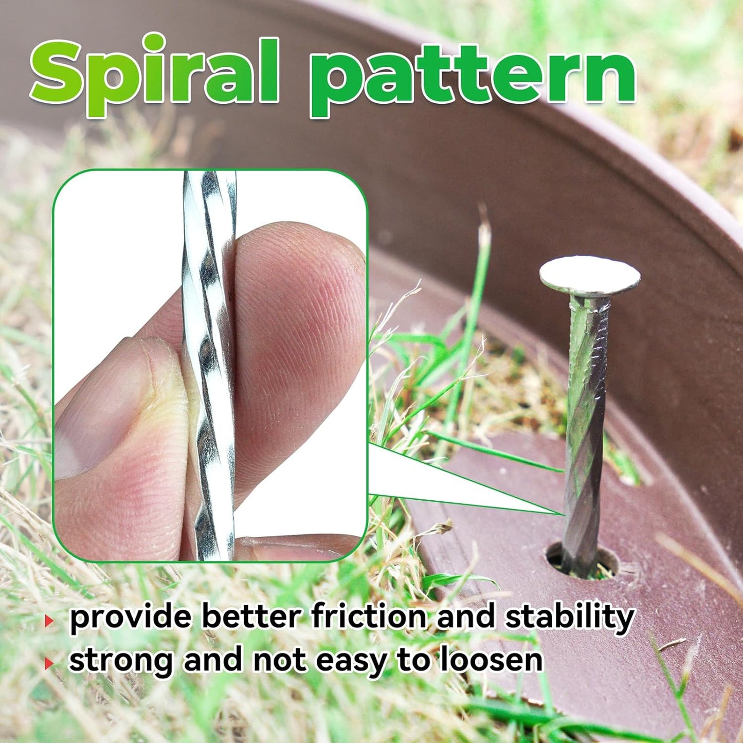 6.3-Inch Galvanized Heavy-Duty Landscape Stakes, (150-PACK) Spiral Metal Turf Spikes for Artificial Grass, Paver Edging, Weed Barrier, Securing Fences and More