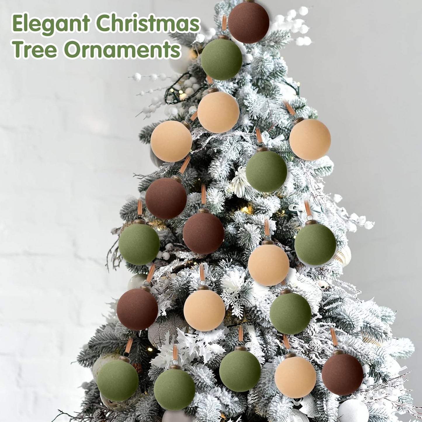 15 Pcs Velvet Christmas Ornaments,Flocked Christmas Ornaments,3.15inch Velvet Christmas Balls Bulk,Neutral Flocked Ornaments,Christmas Ball Ornaments for Xmas Tree Home Holiday Decors (Classic Color)