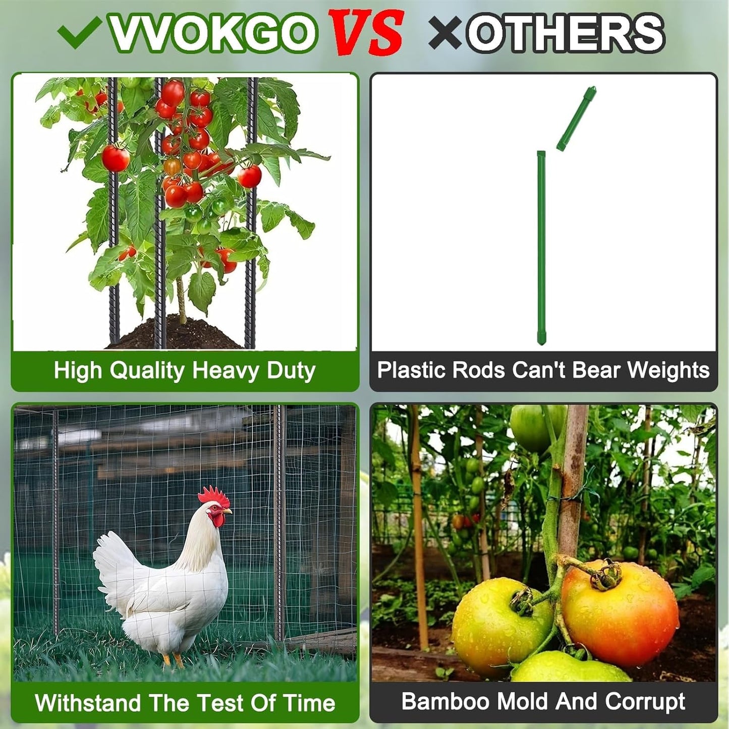 VVOKGO Rebar Stakes 24 Inch Ground Straight Concrete Form Stakes Heavy Duty (16pcs), 3/8" Diameter Metal Steel Spikes Anchors with Chisel Point End for Plant Support, Garden Border,Landscape Edging