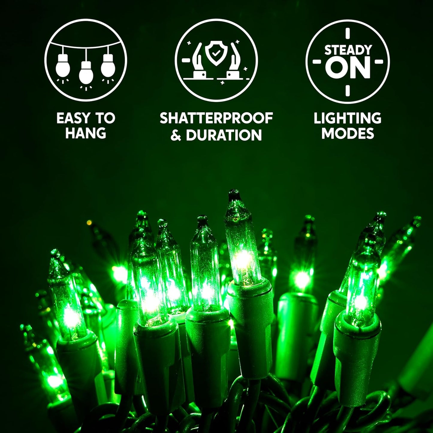 Joiedomi Green Christmas String Lights,100 Count 22.3FT Christmas Fairy Tree Lights Plug in for Indoor Outdoor Xmas Decorations Patio Holiday Theme Party Yard House,Green Wire