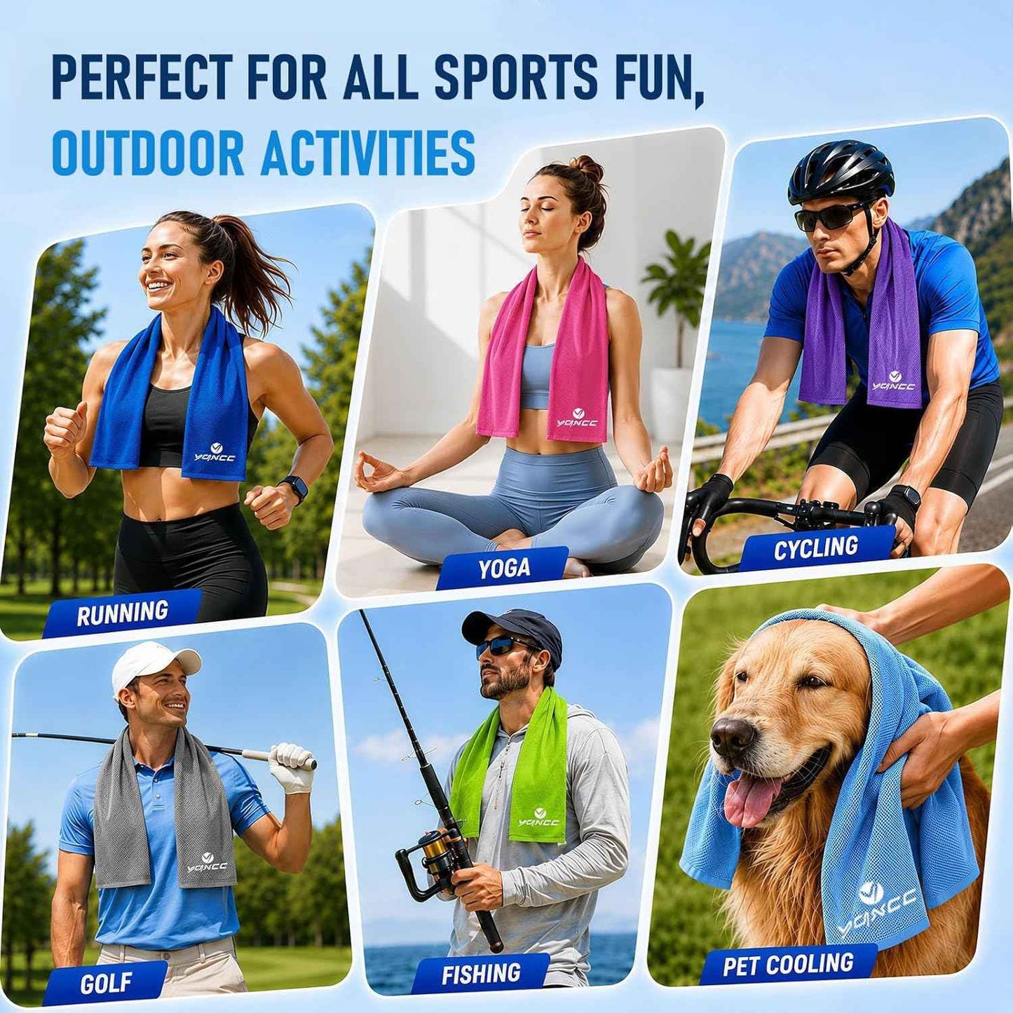 YQXCC Cooling Towels | 4 Pack 40"x12" | Cool for Neck | Microfiber Soft Breathable Chilly for Sports, Yoga, Golf, Gym, Camping, Running, Workout & More Activities