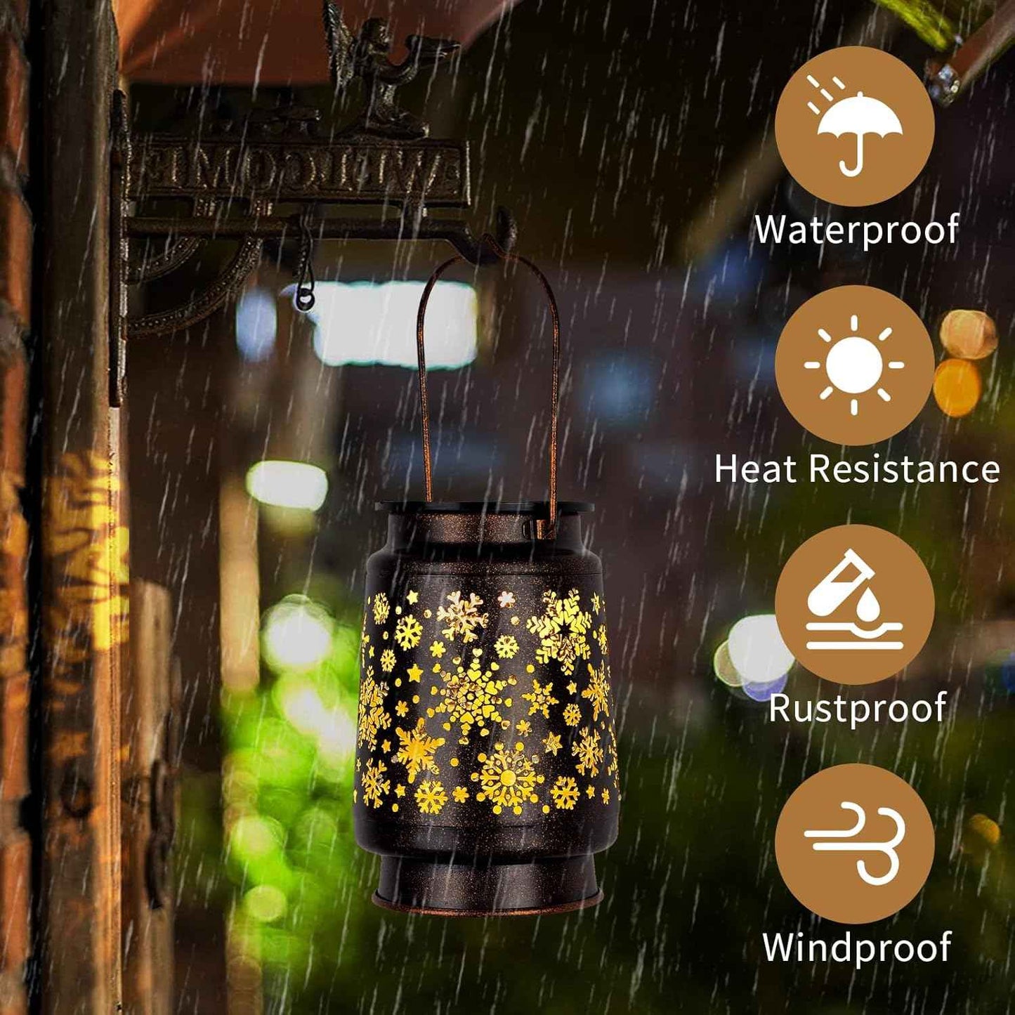 1 PCS Outdoor Lanterns Solar Powered Waterproof Decorative Hanging, Solar Power Lanterns for Outside, Christmas Gifts for Women, Flower Decor for Garden Lawn Backyard Front Porch