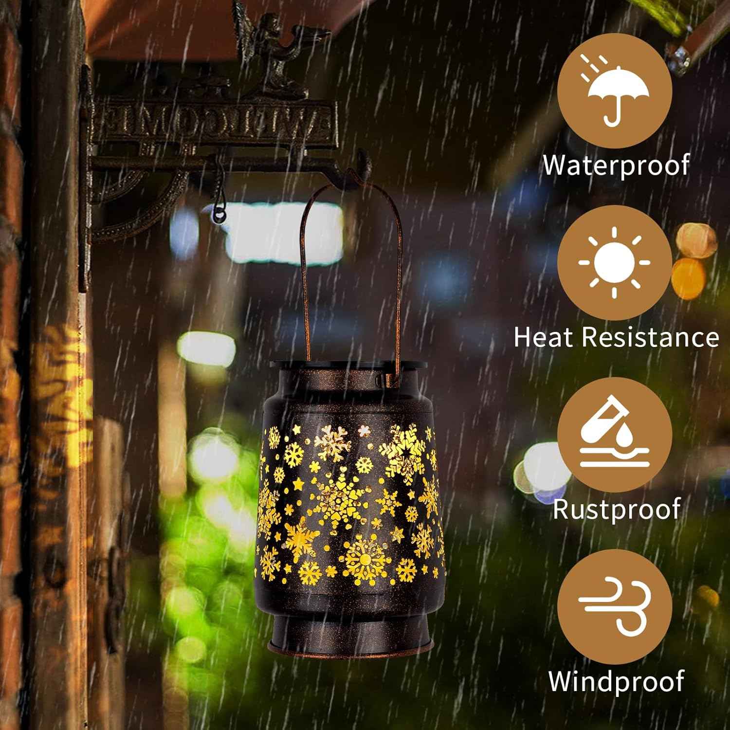 1 PCS Outdoor Lanterns Solar Powered Waterproof Decorative Hanging, Solar Power Lanterns for Outside, Christmas Gifts for Women, Flower Decor for Garden Lawn Backyard Front Porch