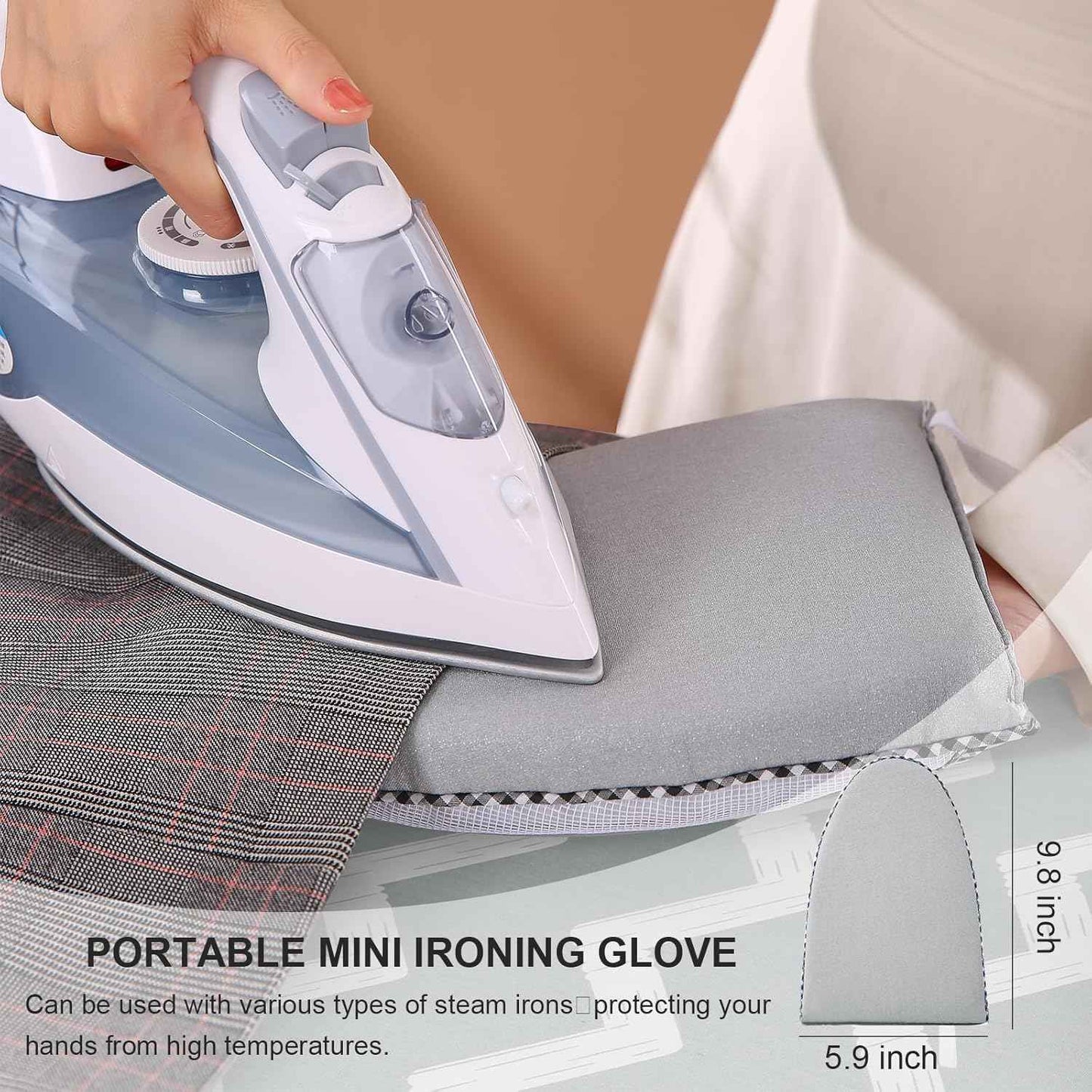 Ironing Board,Foldable Ironing Board Adjustable Height Compact Iron Board Thick Steel Tube Iron Board with Holder,Replacing Cloth Cover and Mini Handheld Gloves,Gift for Women(Blue Waves)