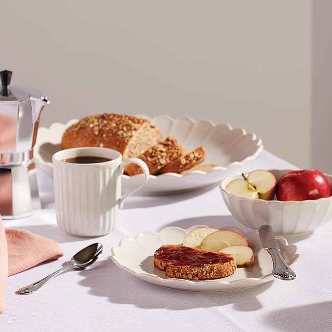 Lenox 893544 French Perle Scallop 4-Piece Accent Plate Set, Matte, Off-White