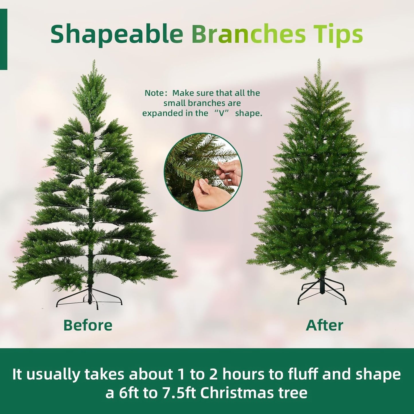6.5FT Pre-Lit Artificial Christmas Tree with 650 White Lights,1227 Mixed PE&PVC Branch Tips,Green Full Downswept Douglas Fir Xmas Tree,Foldable Metal Base for Home, Party Holiday Décor