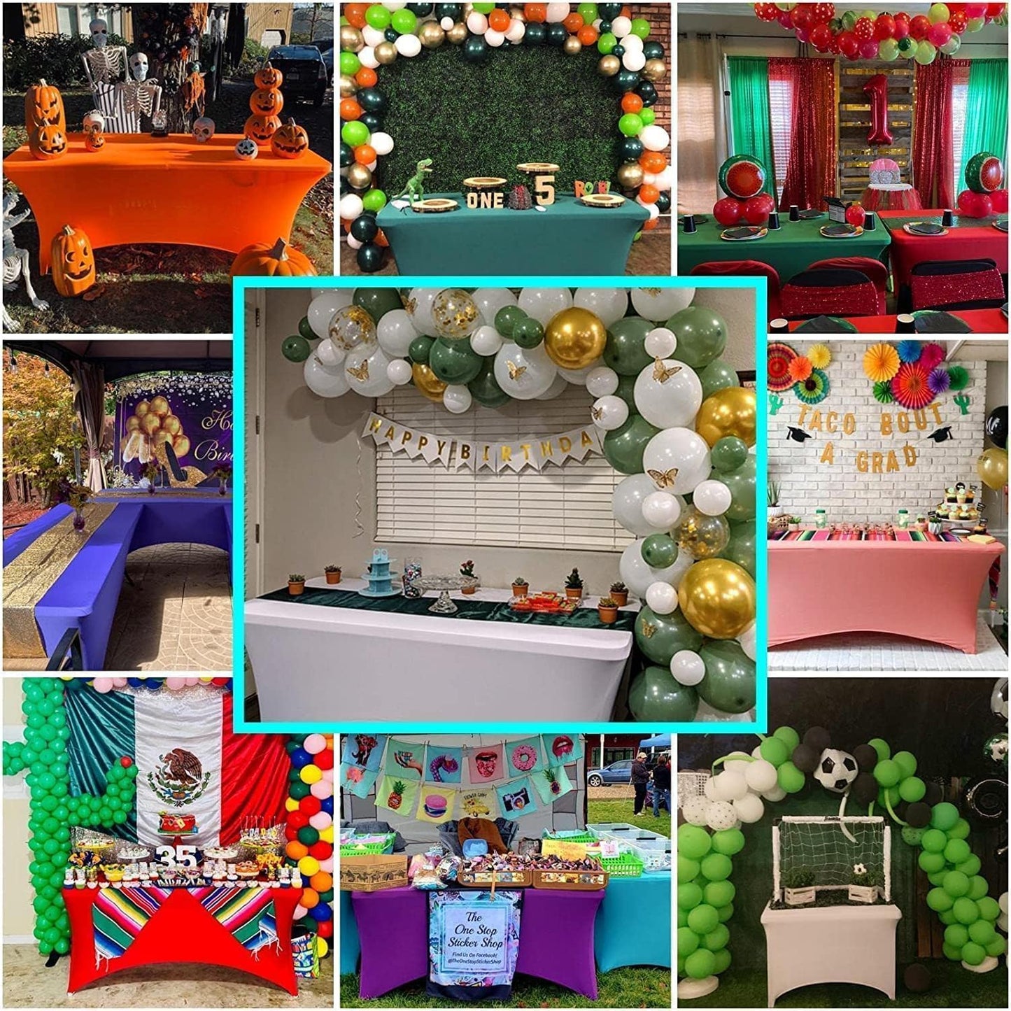 IVAPUPU 2 Pack 4FT Table Cloth for Rectangular Fitted Events Stretch Burgundy Table Covers Washable Spandex Tablecloth Protector for Party, Wedding, Cocktail, Banquet, Festival