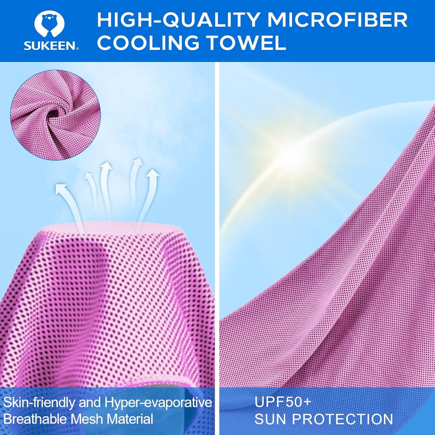 Sukeen 4 Pack Cooling Towels for Hot Weather 40"x12", Gym Towels for Men and Women, Soft Breathable Workout Towels for Yoga, Running, Sport, & More