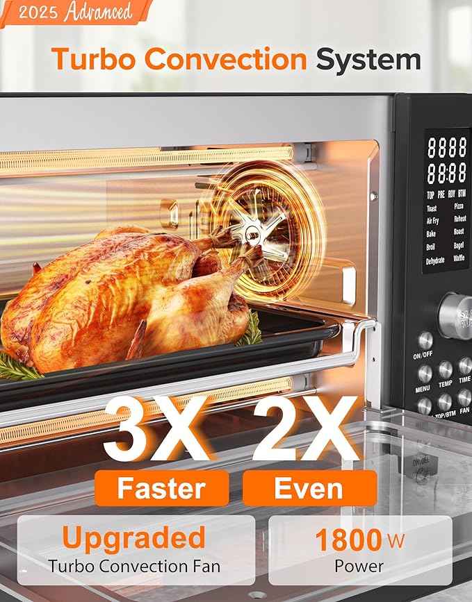 Nuwave Bravo Pro Smart Air Fryer Toaster Oven Combo, Airfryer Convection Oven Countertop, 10-in-1 Functions with Quicker & Even Crisp Technology, 1800W, 50-450°F, PFAS-Free, 21QT, Black