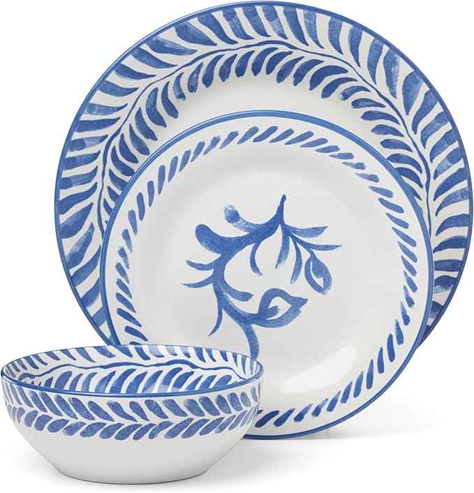 Oneida Dinnerware Set, Solear Blue 12-Piece Set, Service For 4, Stoneware Material, Dishwasher And Microwave Safe, Home And Kitchen, Kitchen And Dining, Dinner Plates And Bowls Sets (Blue, 12 Pieces)