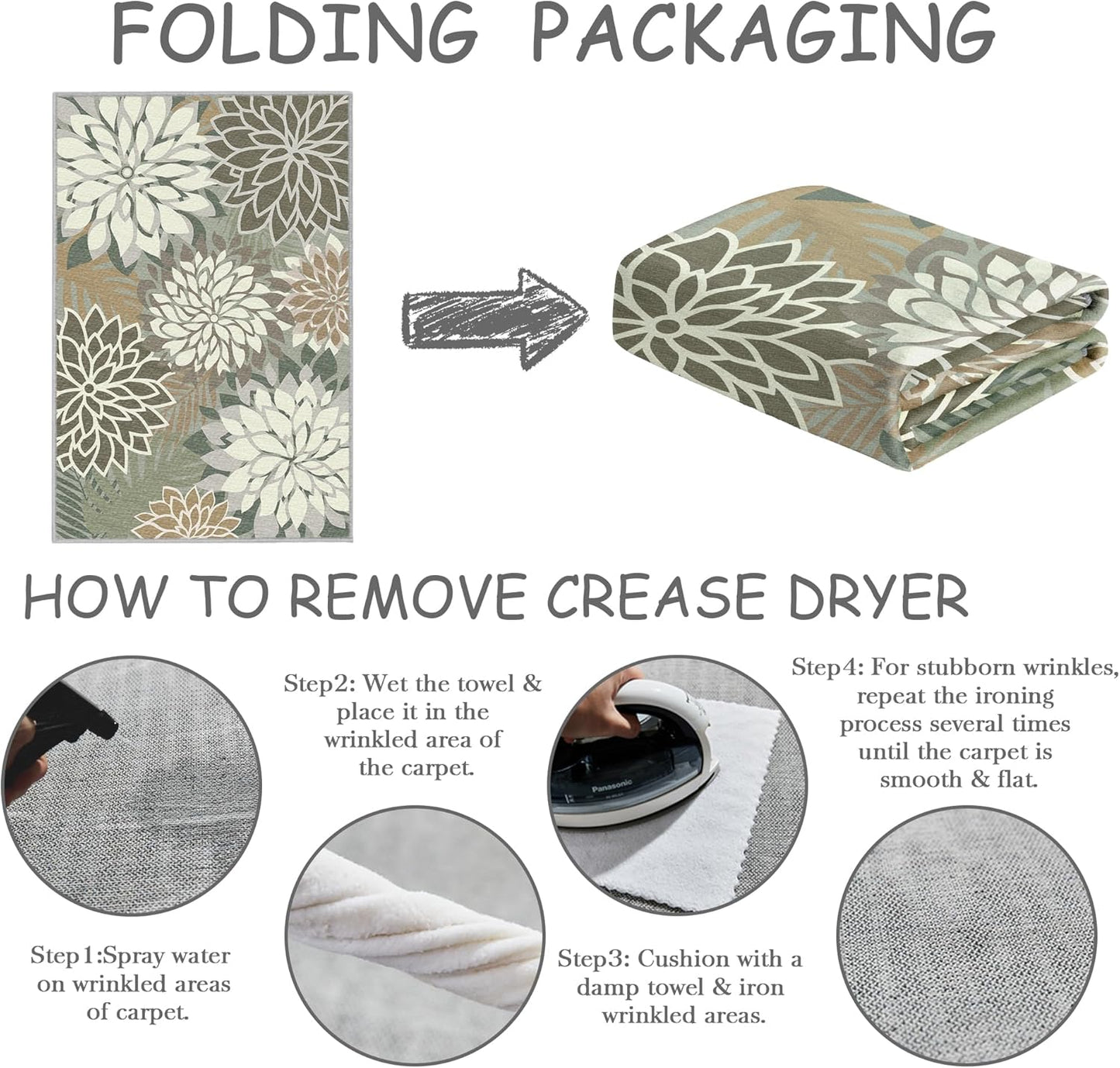 Area Rug 2x3 Brown White Washable Entry Small Rug Multicolored Tropical Botanical Modern Floral Indoor Kitchen Door Mat Entrance Carpet Non Slip for Bedroom Living Room, Porch