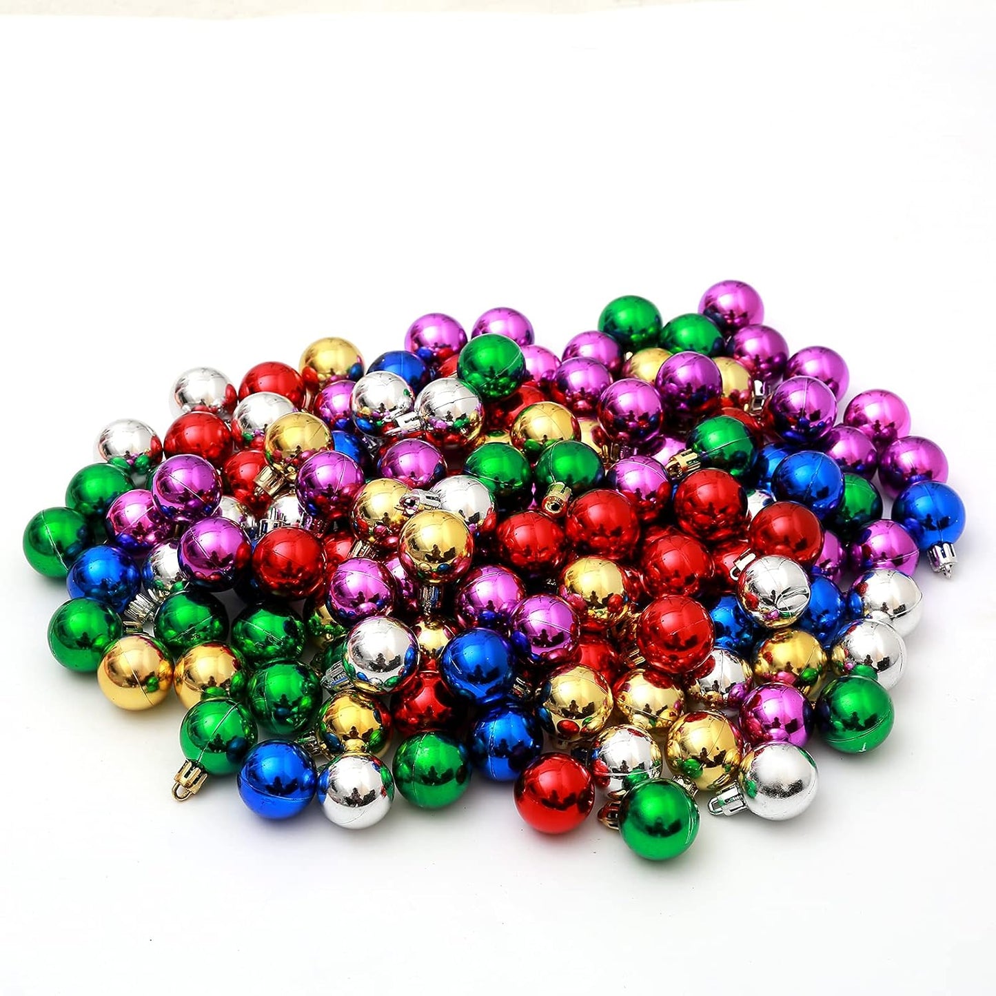 144 PCS/1.18 inch Christmas Tree Ornaments, Christmas Ball Decoration Set Color Mixing（Red Green Gold Blue Purple Silver） Christmas Ball Shatterproof Hanging Tree Ornament Set