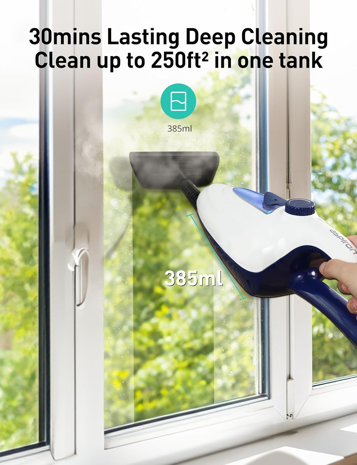 12-in-1 Steam Mop, Fast 15-Sec Heat-Up, 1500W Detachable Handheld Steam Cleaner with 2 Dirt Grip Pads, Removes 99.99% Stubborn Stains for Hardwood Floors, Clothes, Windows, Tiles, Furniture, White