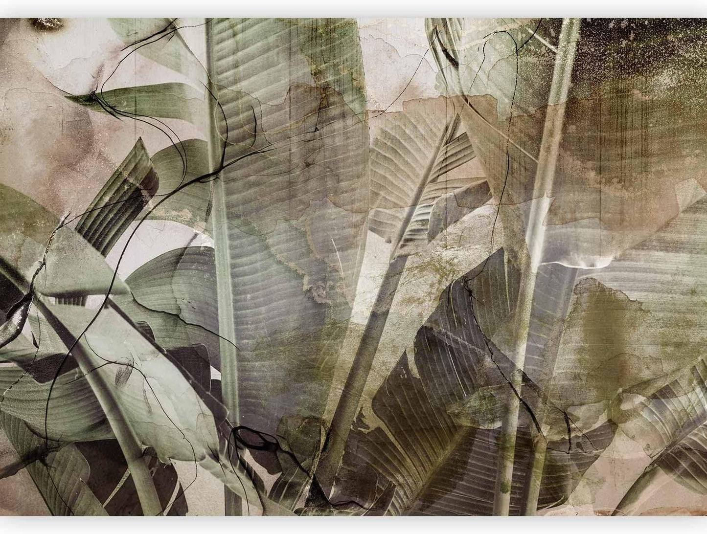 artgeist Wall Mural Tropical Leaves 116x83 in - XXL Peel and Stick Self-Adhesive Wallpaper Removable Large Sticker Foil Wall Decor Print Picture Image Design Jungle Nature Like Painted b-C-0776-a-a