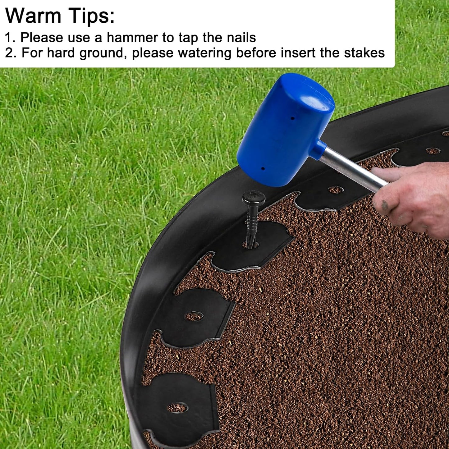 JERIA 2 Inch Tall 66 FT Garden Edging Kit with 90pcs Spikes, Plastic Edging for Landscaping