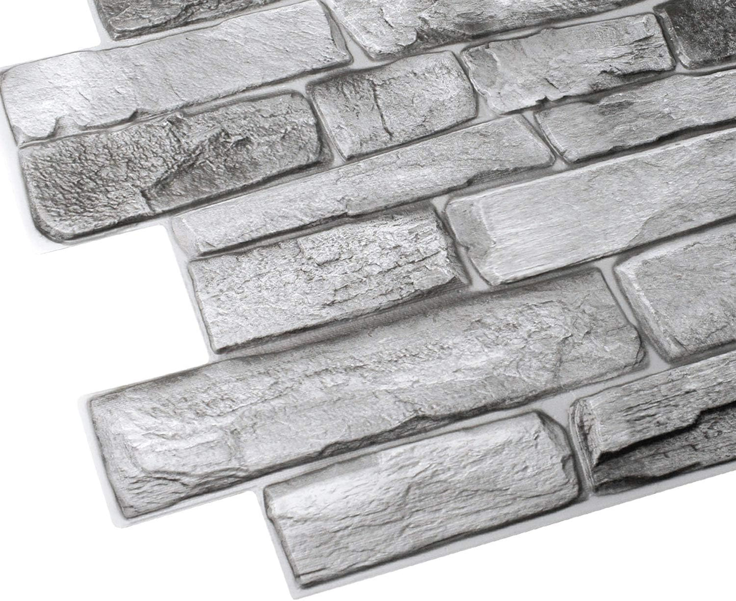 Dundee Deco Grey Faux Stone PVC 3D Wall Panel, 3.2 ft X 1.6 ft (98cm X 50cm), Interior Design Wall Paneling Decor, Sample 9 in X 9 in