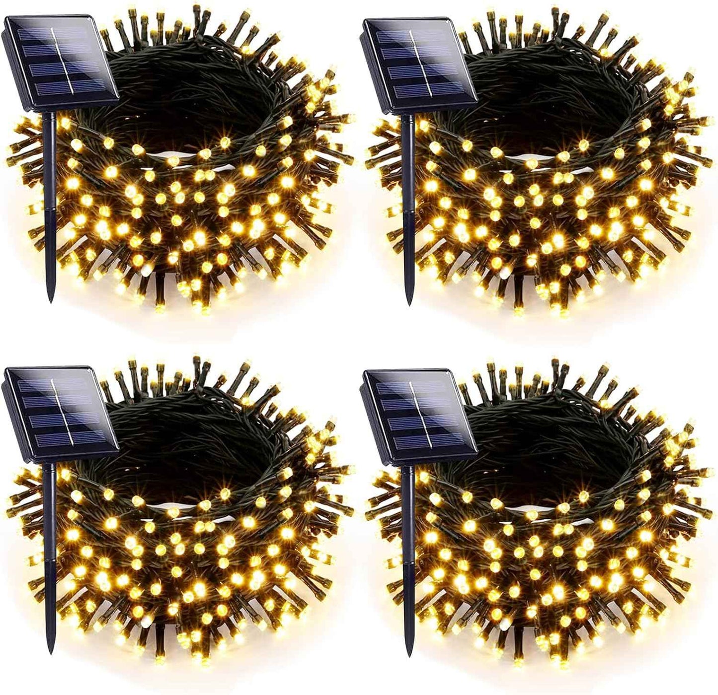 Upgraded 4 Pack 160FT 400 LED Solar Christmas Lights Outdoor Solar String Lights with 8 Lighting Modes Waterproof Solar Fairy Lights for Garden Yard Patio Christmas Tree Decoration (Warm White)
